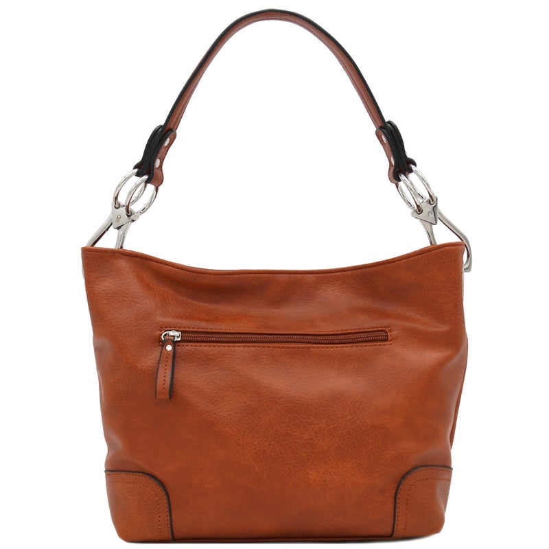 Alyssa Hobo Shoulder Bag with Big Snap Hook Hardware (Camel) - Image 5